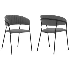 Nara Modern Gray Faux Leather and Metal Dining Room Chairs - Set of 2 By Armen Living