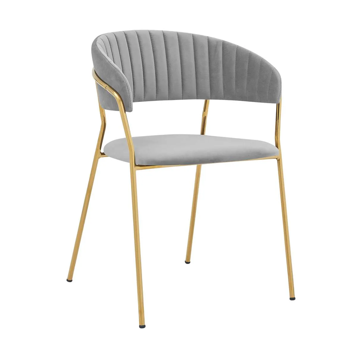 Nara Modern Gray Faux Leather and Metal Dining Room Chairs - Set of 2 By Armen Living