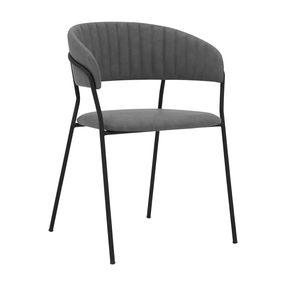 Nara Modern Gray Faux Leather and Metal Dining Room Chairs - Set of 2 By Armen Living