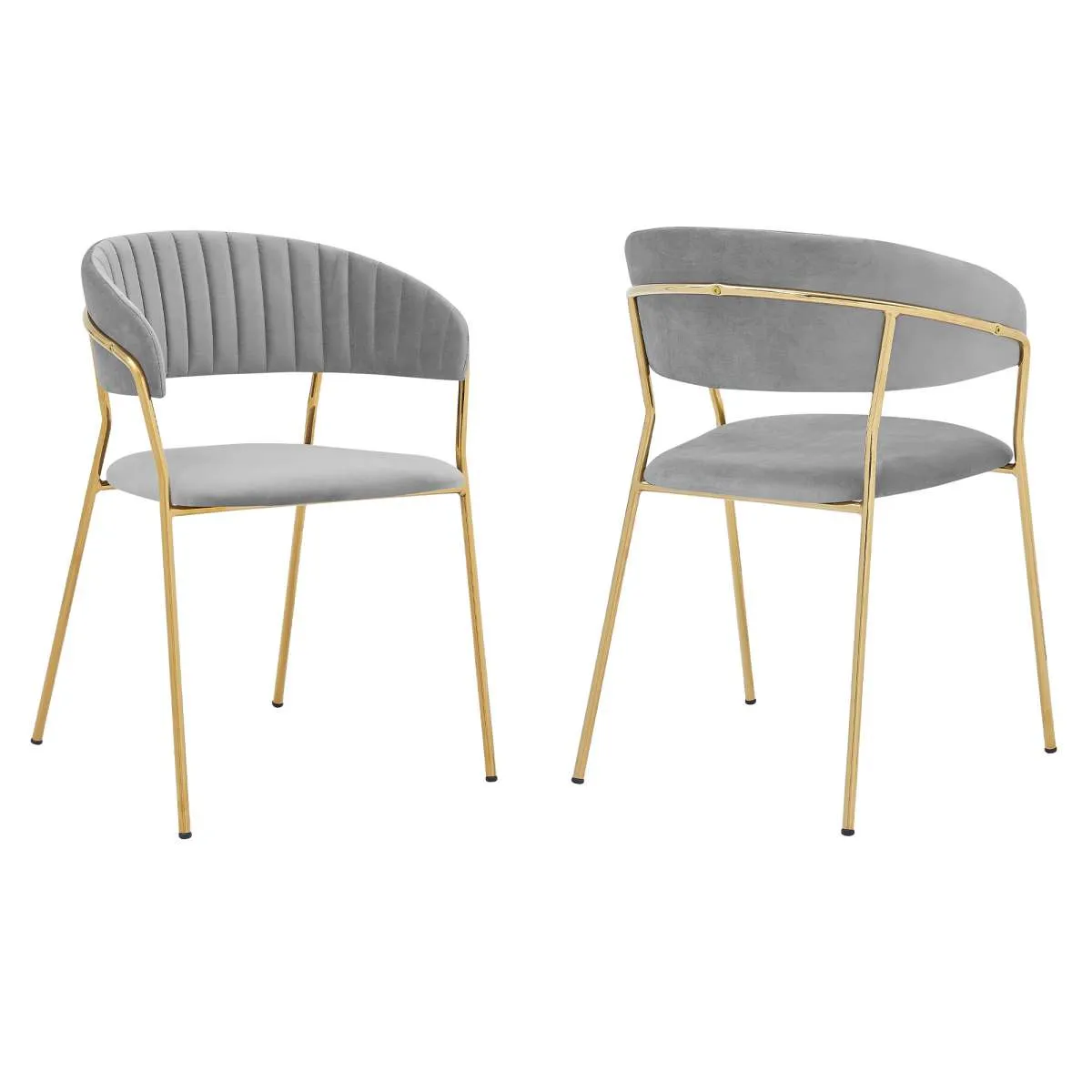 Nara Modern Gray Faux Leather and Metal Dining Room Chairs - Set of 2 By Armen Living