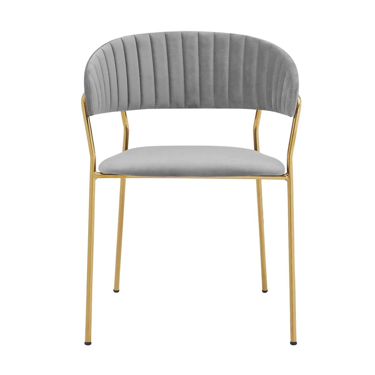 Nara Modern Gray Faux Leather and Metal Dining Room Chairs - Set of 2 By Armen Living