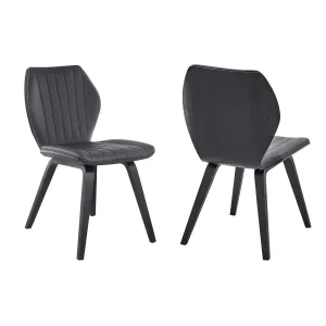 Ontario Gray Faux Leather and Black Wood Dining Chairs - Set of 2 By Armen Living
