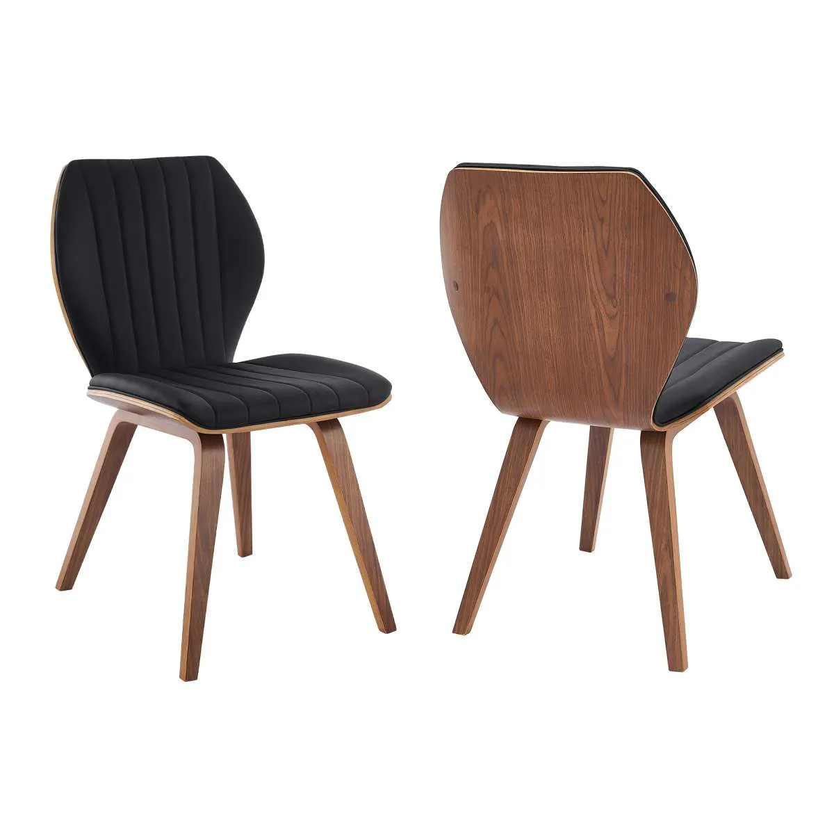Ontario Gray Faux Leather and Black Wood Dining Chairs - Set of 2 By Armen Living