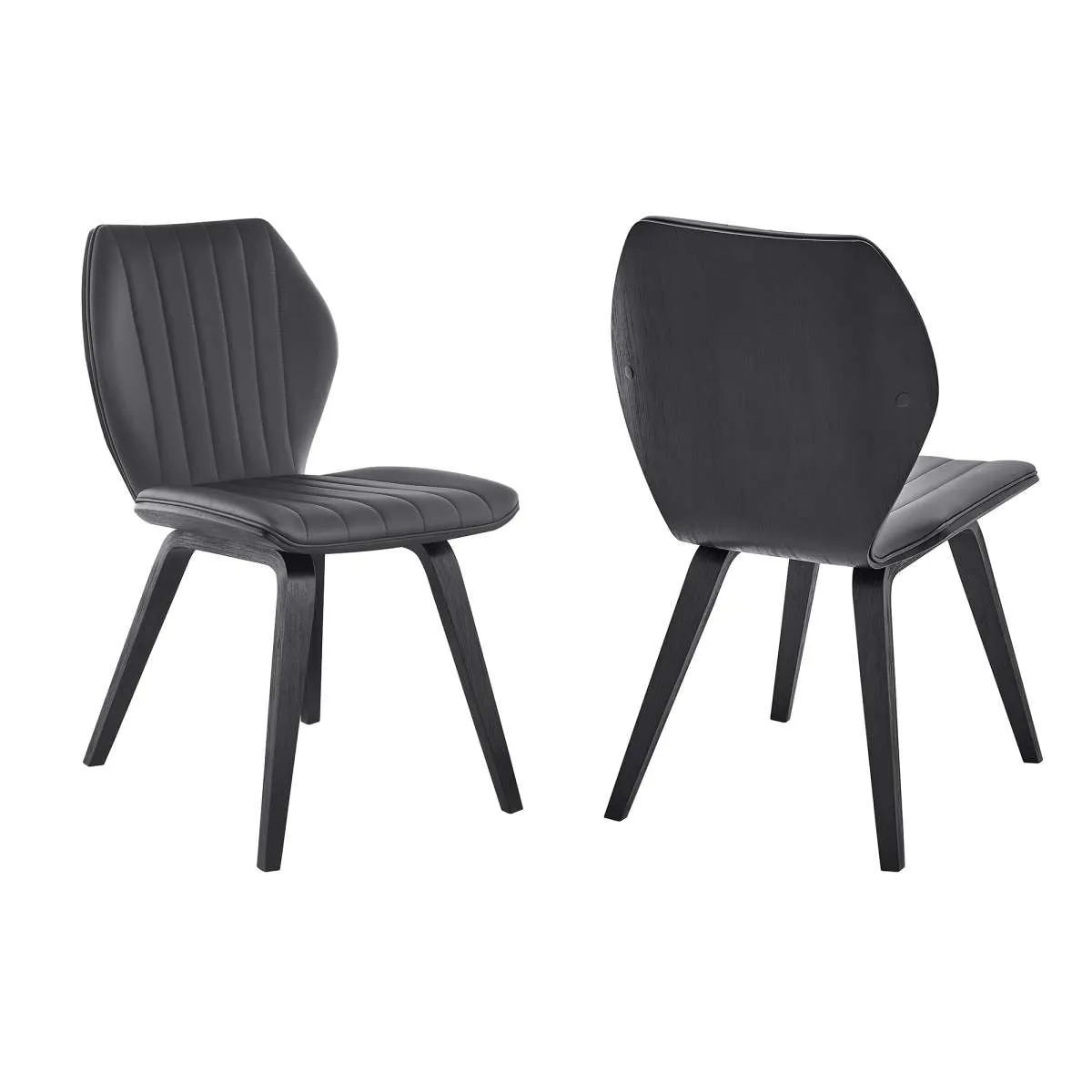 Ontario Gray Faux Leather and Black Wood Dining Chairs - Set of 2 By Armen Living