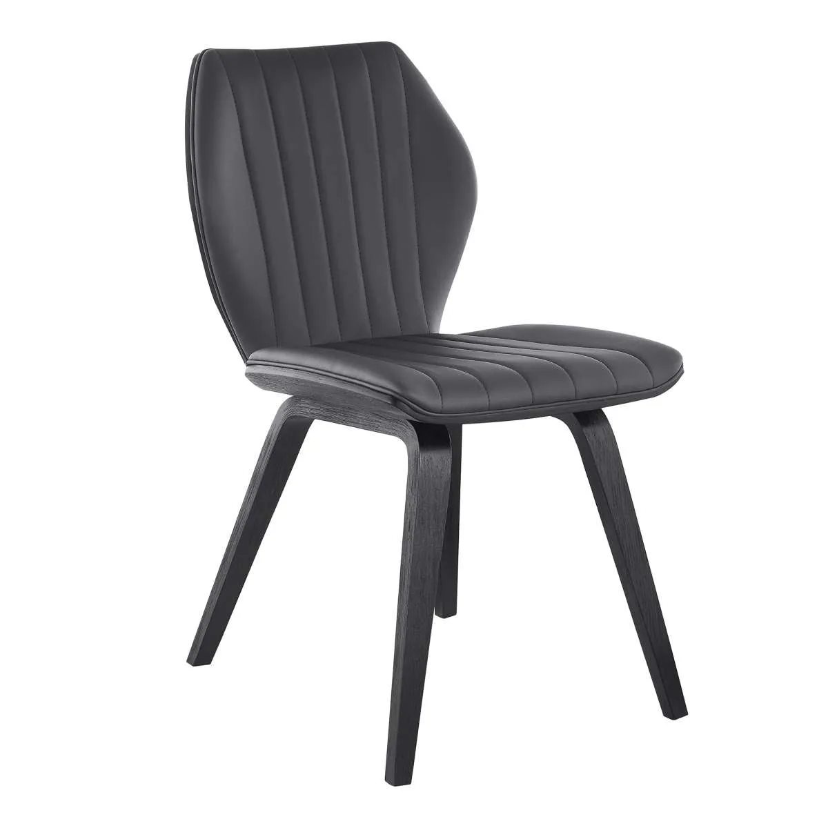 Ontario Gray Faux Leather and Black Wood Dining Chairs - Set of 2 By Armen Living