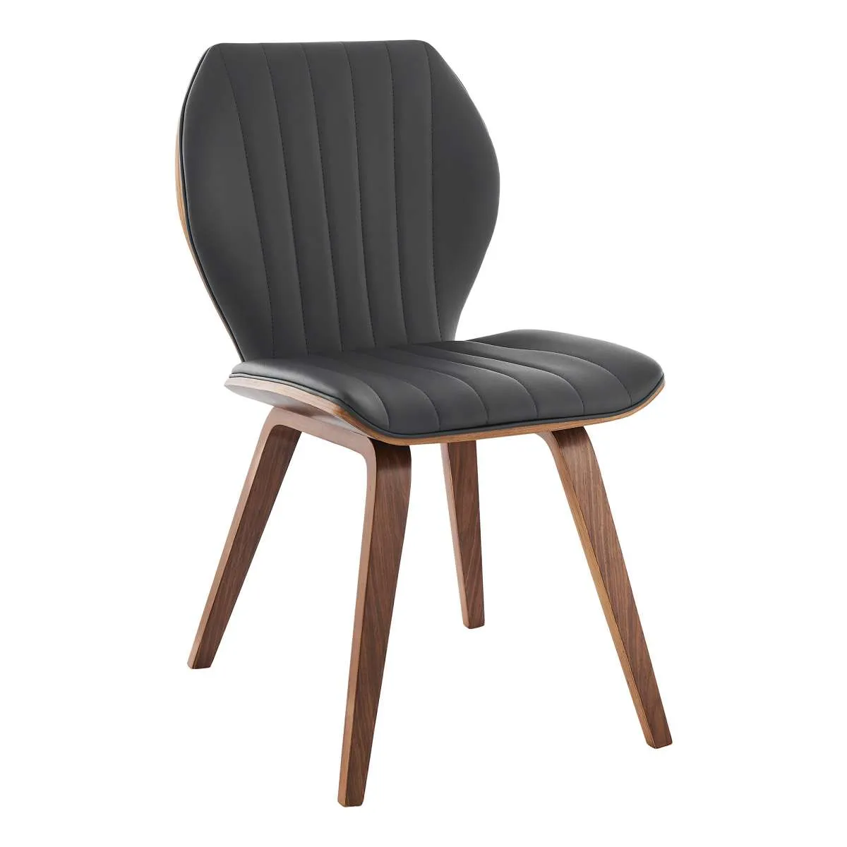 Ontario Gray Faux Leather and Black Wood Dining Chairs - Set of 2 By Armen Living