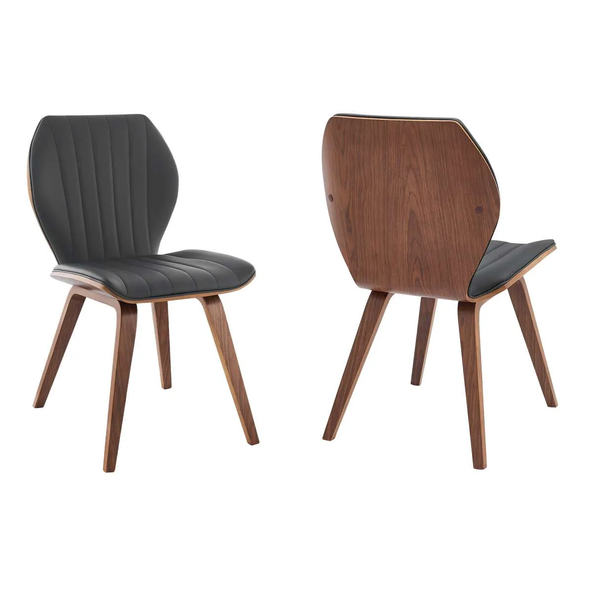 Ontario Gray Faux Leather and Black Wood Dining Chairs - Set of 2 By Armen Living