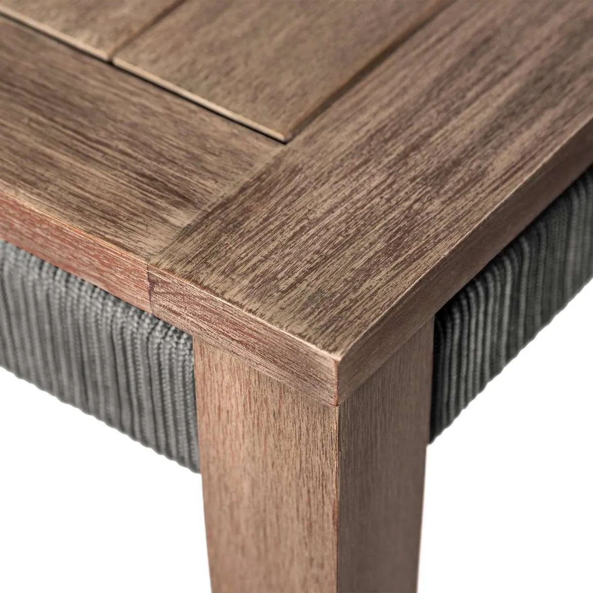 Orbit Outdoor Patio Dining Table in Weathered Eucalyptus Wood By Armen Living