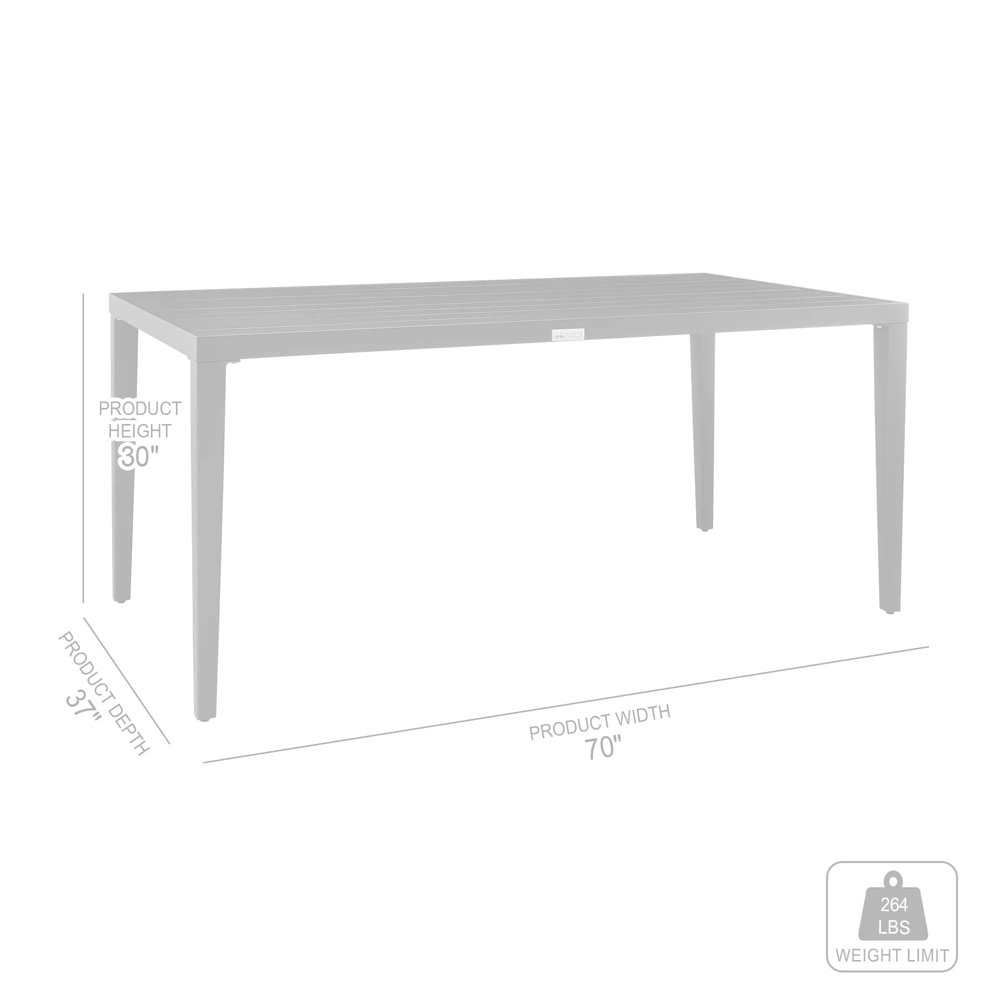 Palma Outdoor Patio 5-Piece Dining Table Set in Aluminum and Wicker with Gray Cushions By Armen Living