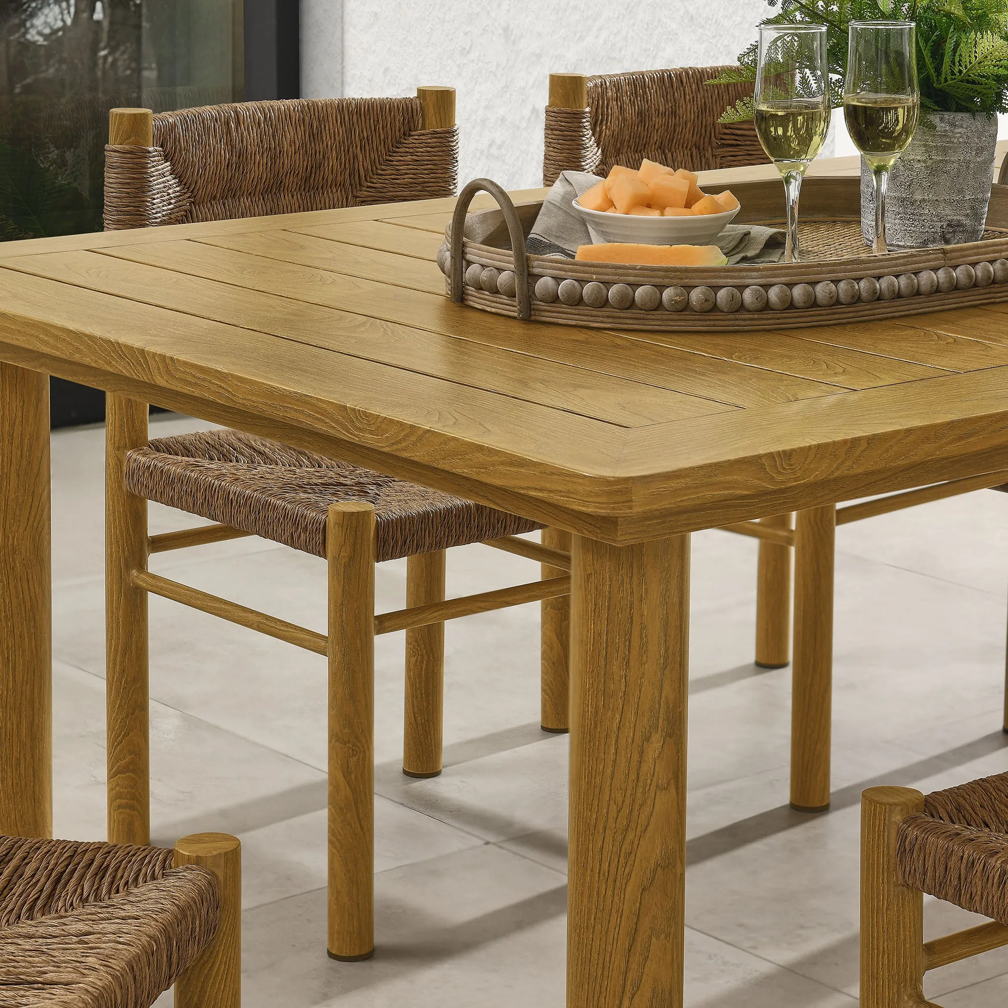 Parkland 7-Piece Rectangular Outdoor Patio Rattan and Aluminum Dining Table and Chairs Set by Modway