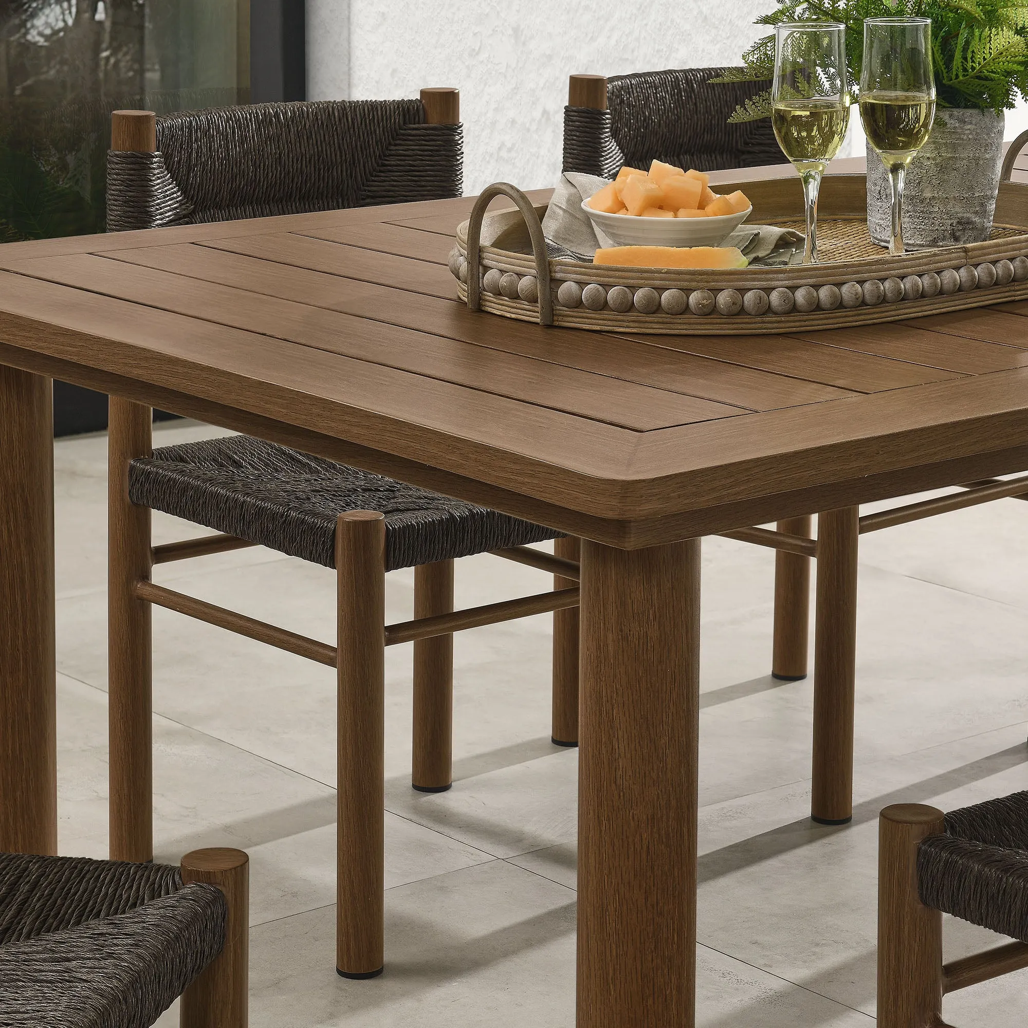 Parkland 7-Piece Rectangular Outdoor Patio Rattan and Aluminum Dining Table and Chairs Set by Modway