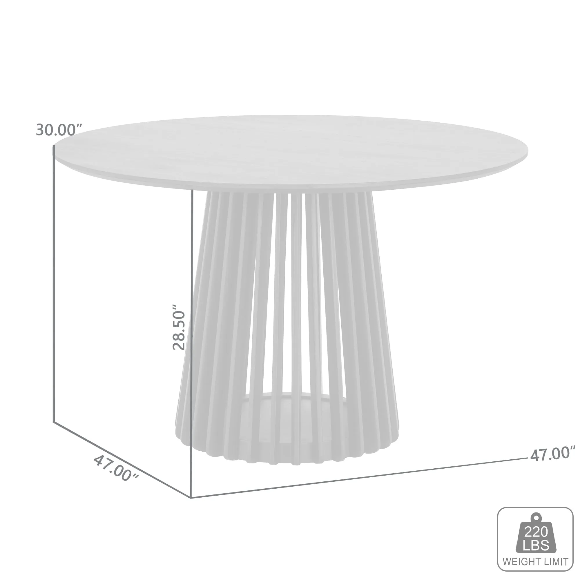 Pasadena 47" Wood Round Dining Table in Black Oak Finish By Armen Living