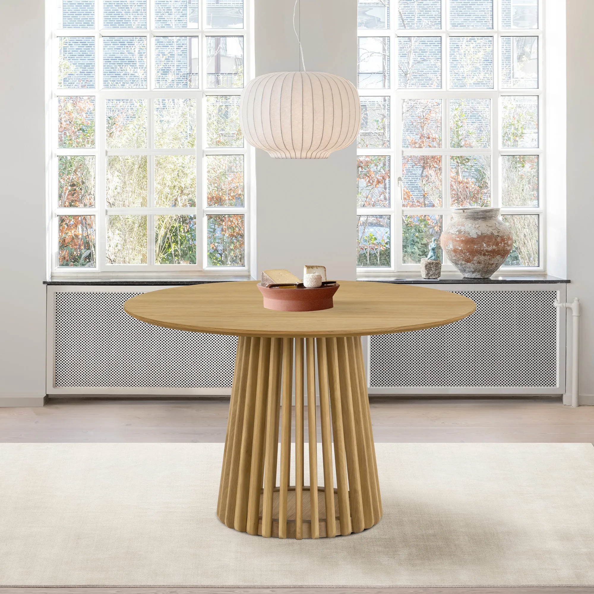 Pasadena 47" Wood Round Dining Table in Black Oak Finish By Armen Living
