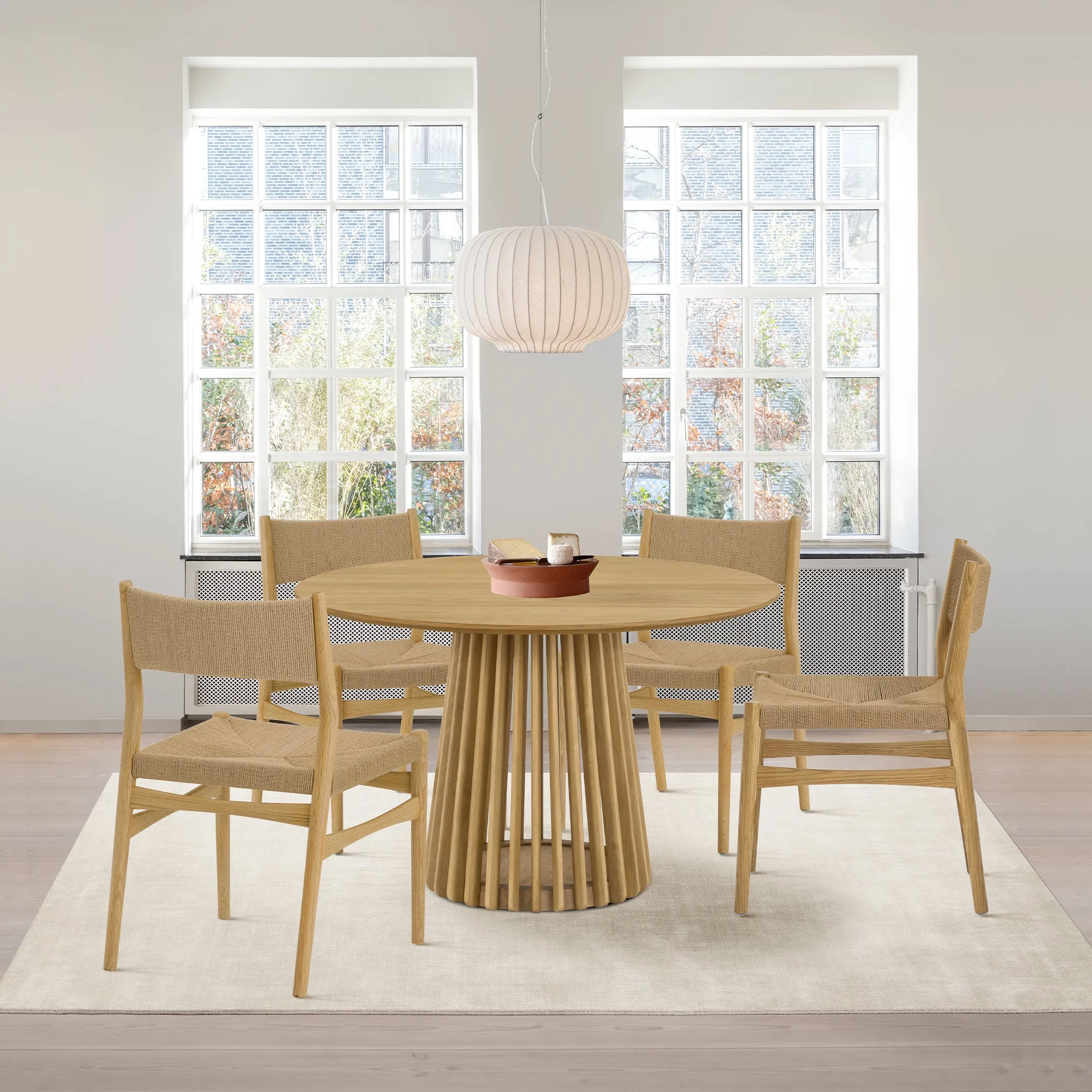 Pasadena 47" Wood Round Dining Table in Black Oak Finish By Armen Living
