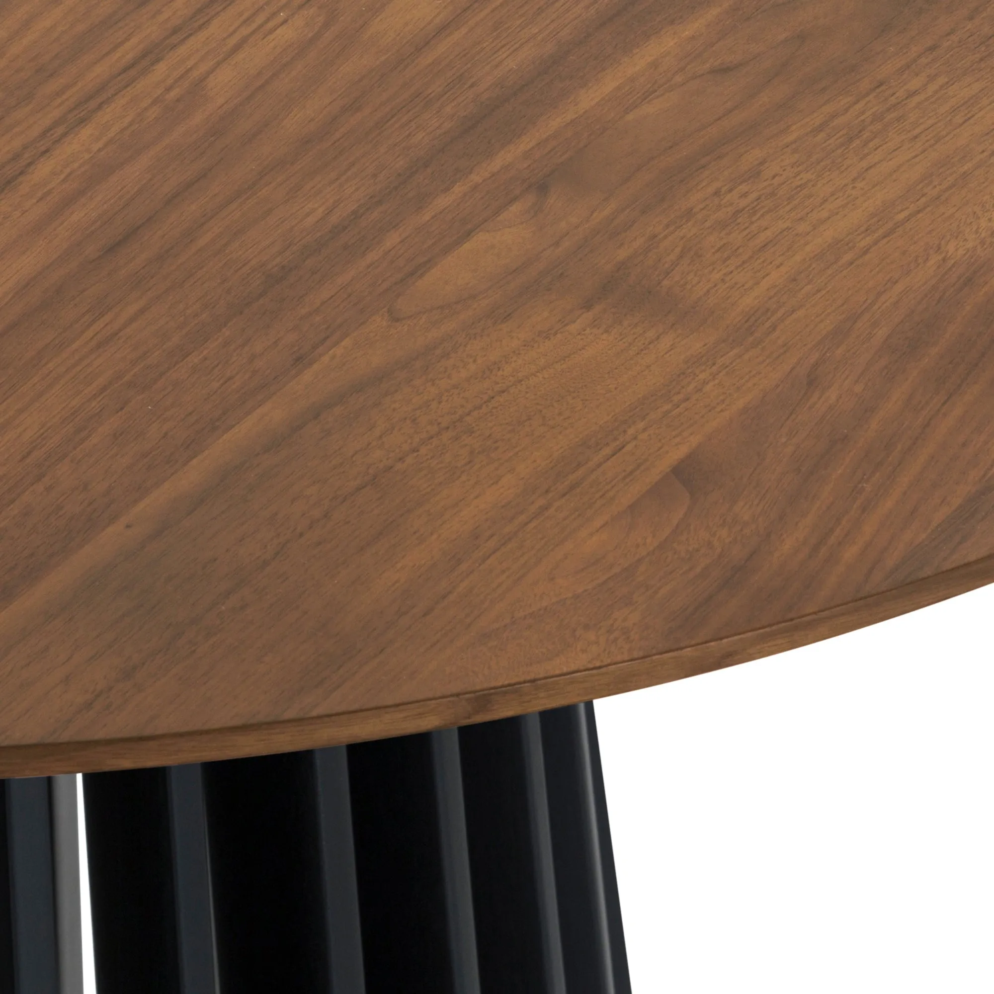Pasadena Apache 5 Piece Round Dining Set in Walnut and Black Oak Finish with Faux Leather By Armen Living