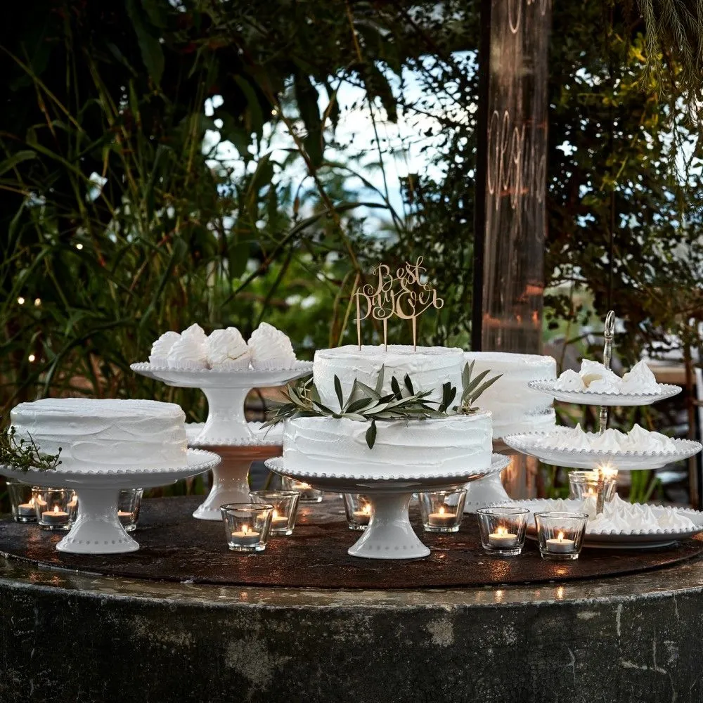 Pearl White Large Footed Cake Plate