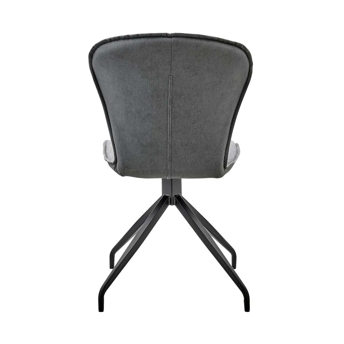 Petrie Dining Room Accent Chair in Gray Fabric and Faux Leather with Black Finish - Set of 2 By Armen Living