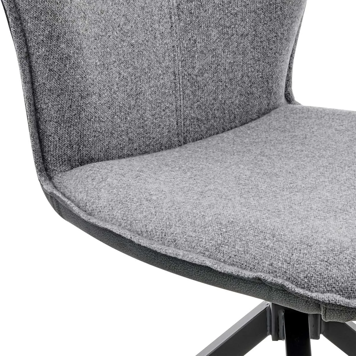 Petrie Dining Room Accent Chair in Gray Fabric and Faux Leather with Black Finish - Set of 2 By Armen Living