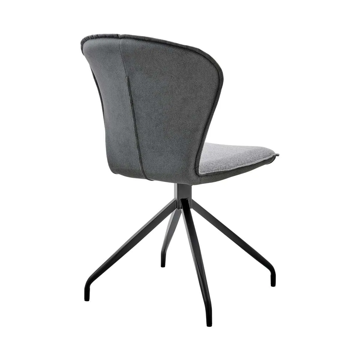 Petrie Dining Room Accent Chair in Gray Fabric and Faux Leather with Black Finish - Set of 2 By Armen Living