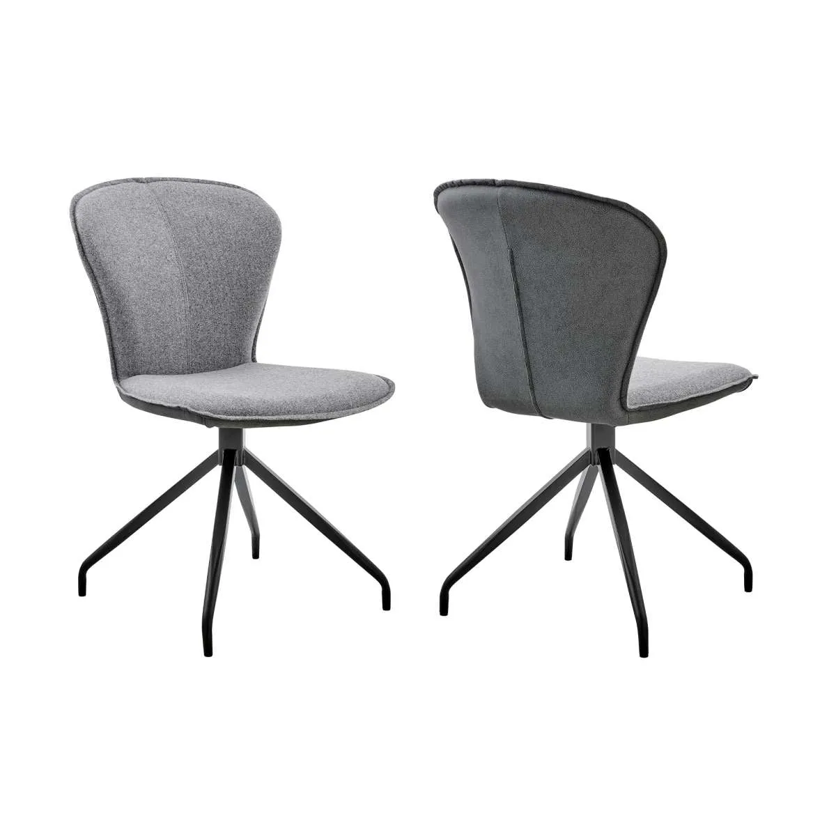 Petrie Dining Room Accent Chair in Gray Fabric and Faux Leather with Black Finish - Set of 2 By Armen Living