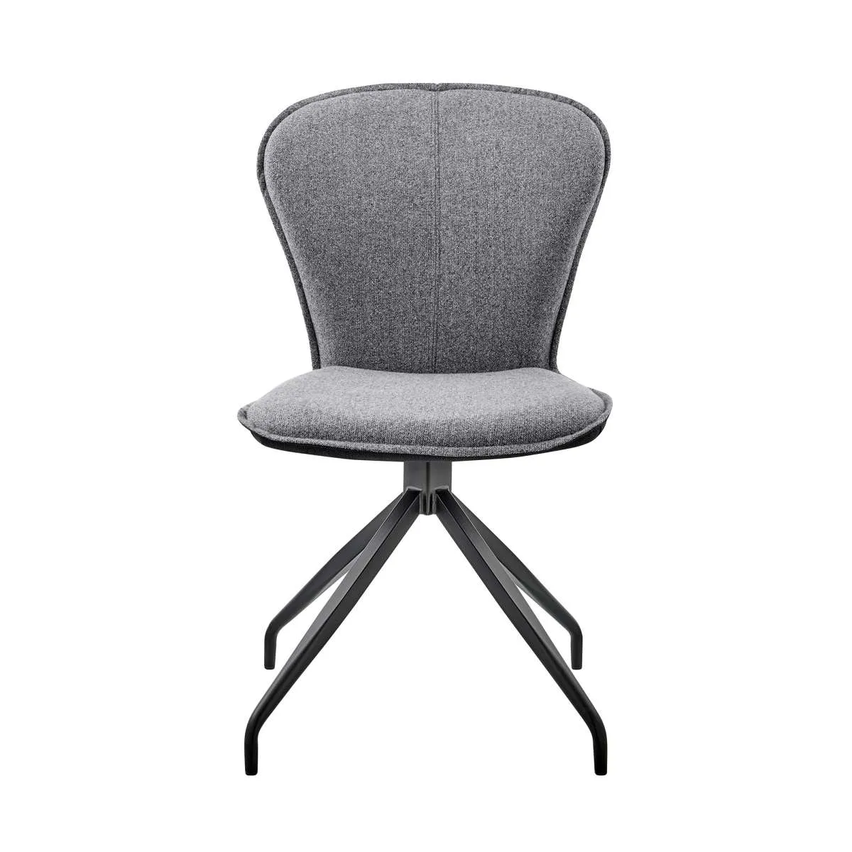 Petrie Dining Room Accent Chair in Gray Fabric and Faux Leather with Black Finish - Set of 2 By Armen Living
