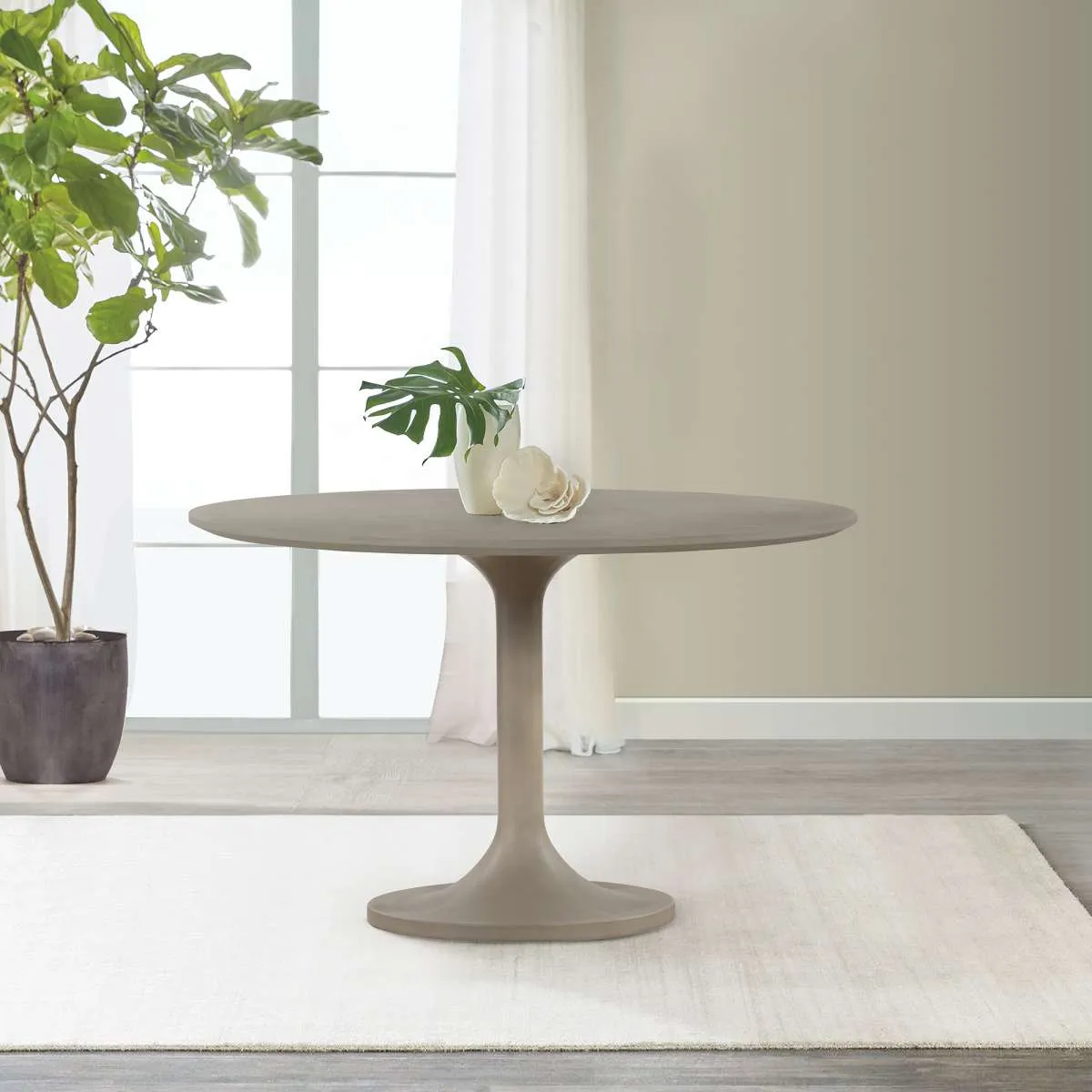 Pippa Concrete and Metal Tulip Round Dining Table By Armen Living