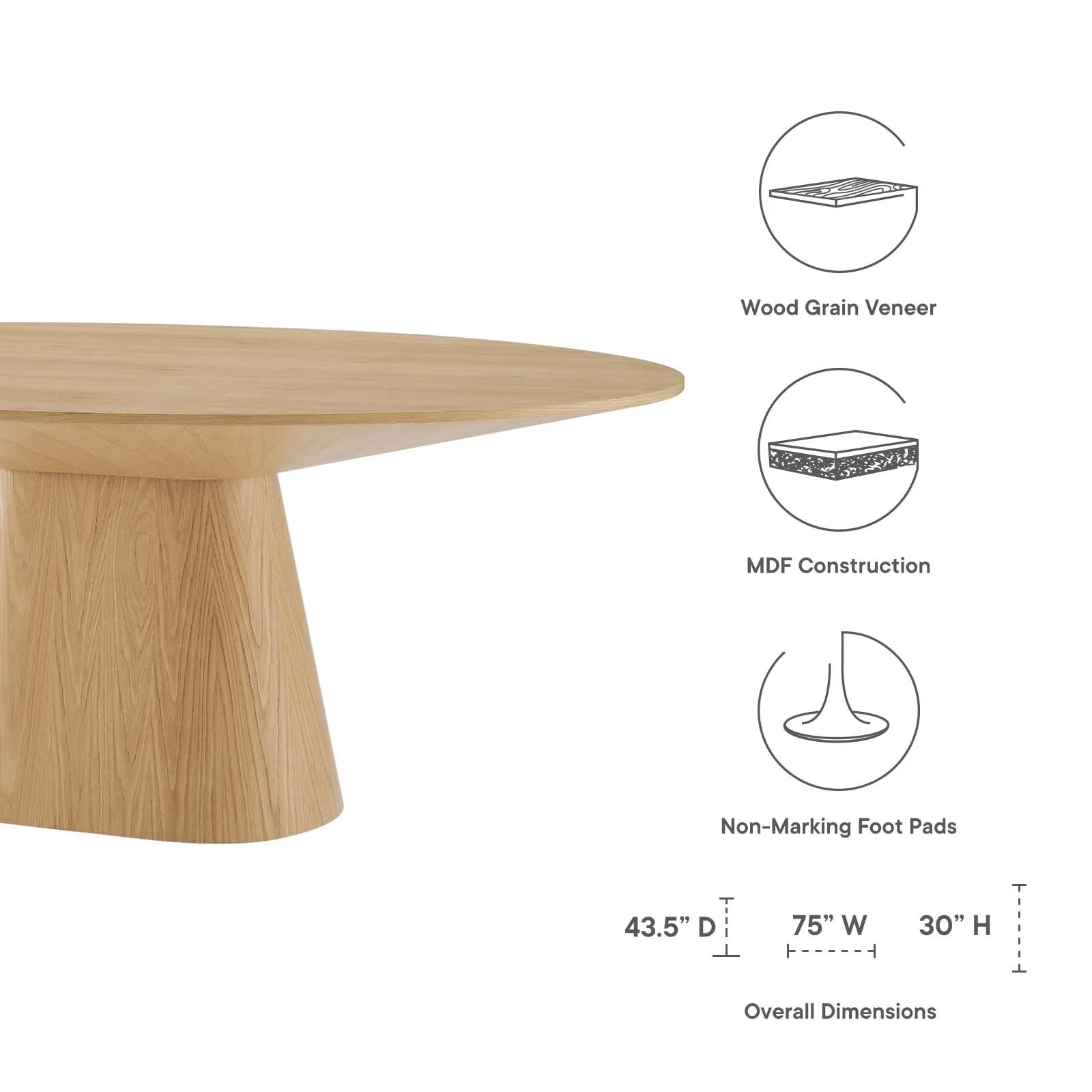 Provision 75" Oval Dining Table By Modway - EEI-6066