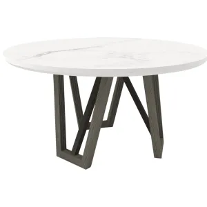 Pure Modern - 54" Dining Round Table With Wood Base - Moonstone