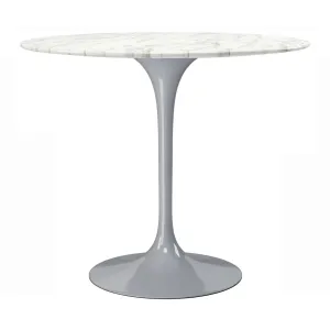 Rose 32" Round Marble Dining Table, Gray Base By World Modern Design