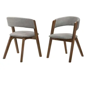 Rowan Gray Upholstered Dining Chairs in Walnut Finish - Set of 2 By Armen Living