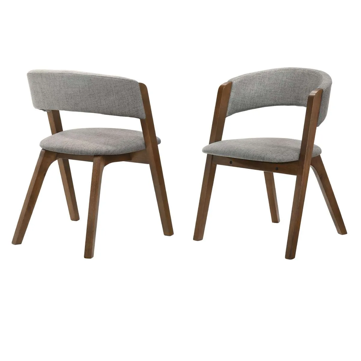 Rowan Gray Upholstered Dining Chairs in Walnut Finish - Set of 2 By Armen Living