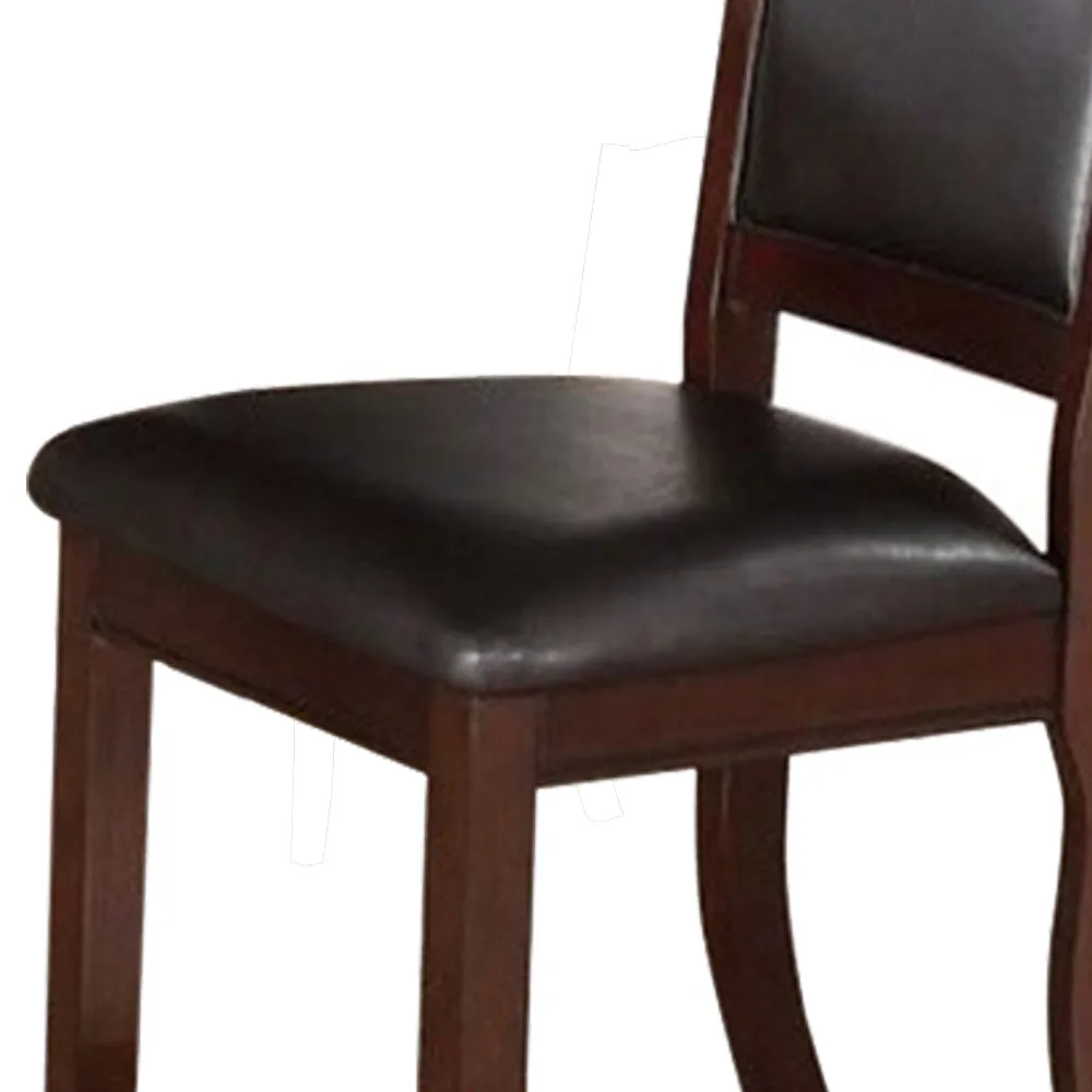 Rubber Wood Dining Chair, Set Of 2, Brown And Black By Benzara
