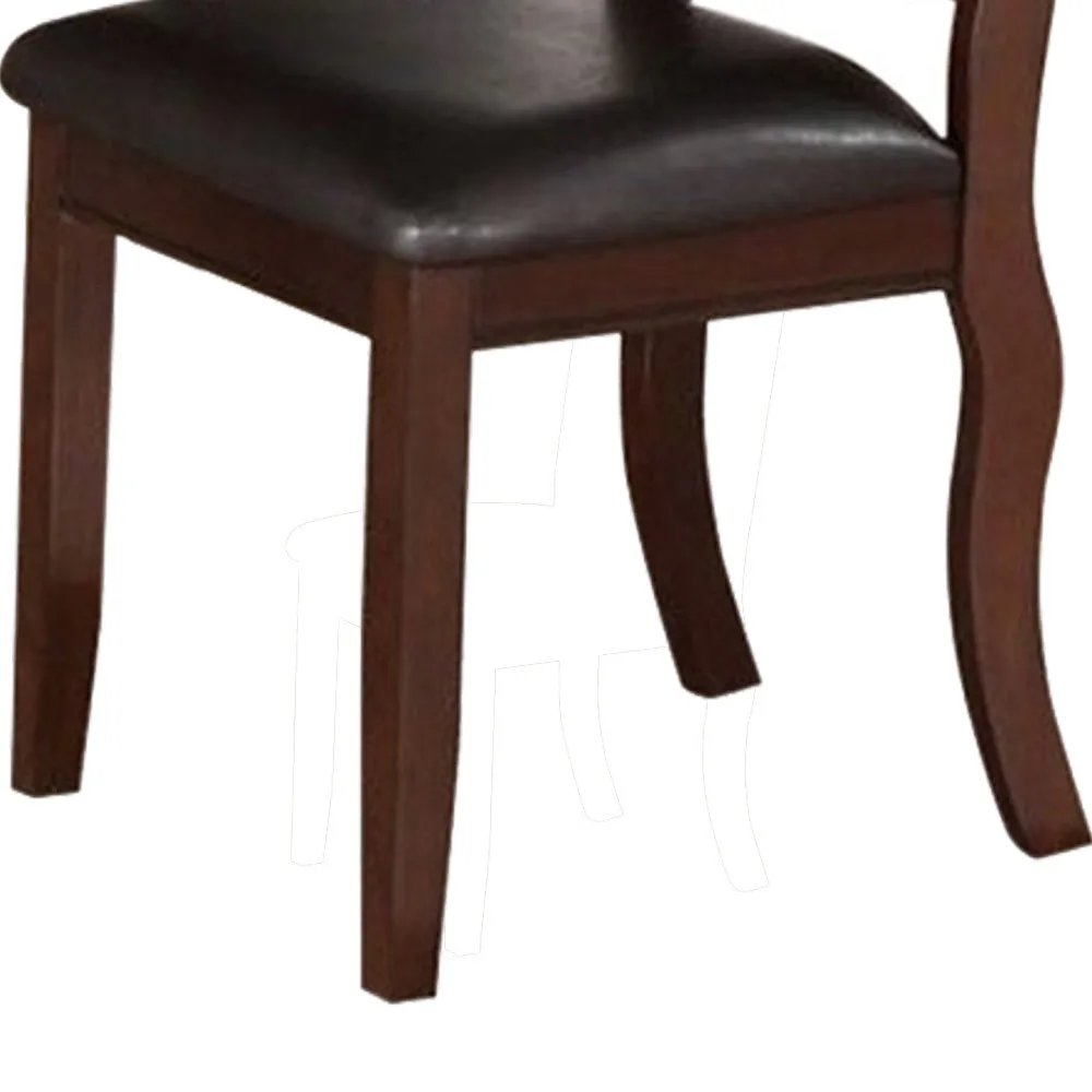 Rubber Wood Dining Chair, Set Of 2, Brown And Black By Benzara