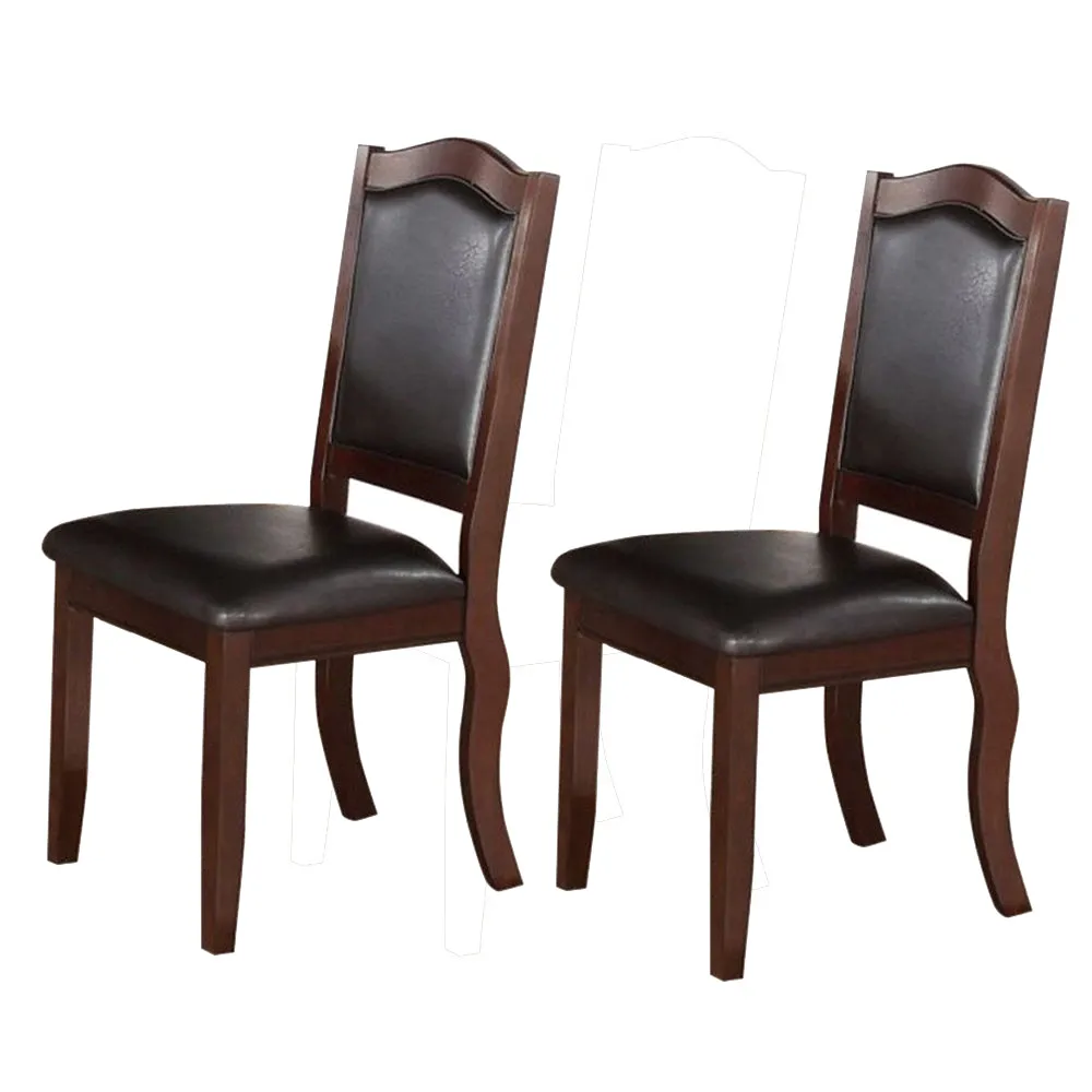 Rubber Wood Dining Chair, Set Of 2, Brown And Black By Benzara