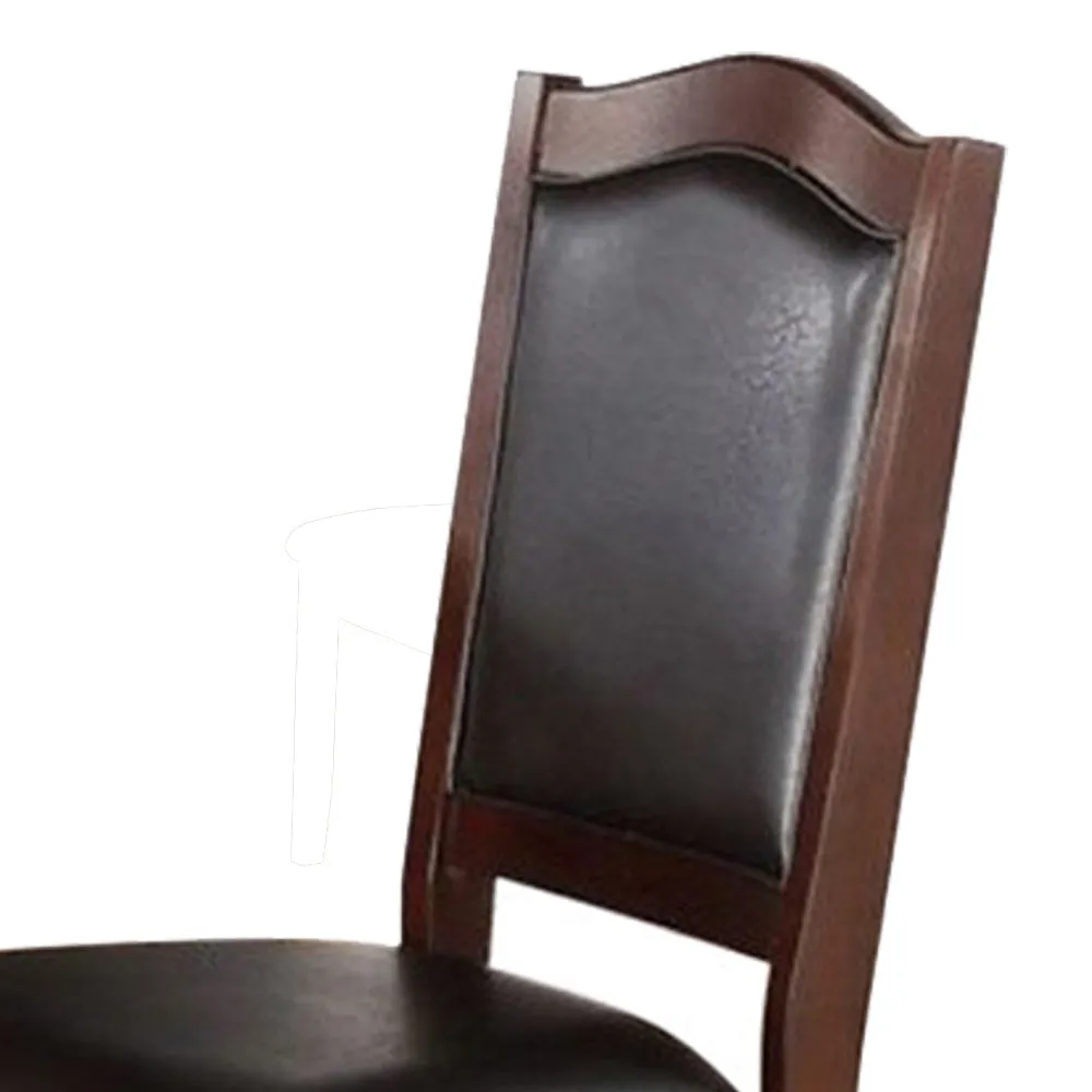 Rubber Wood Dining Chair, Set Of 2, Brown And Black By Benzara