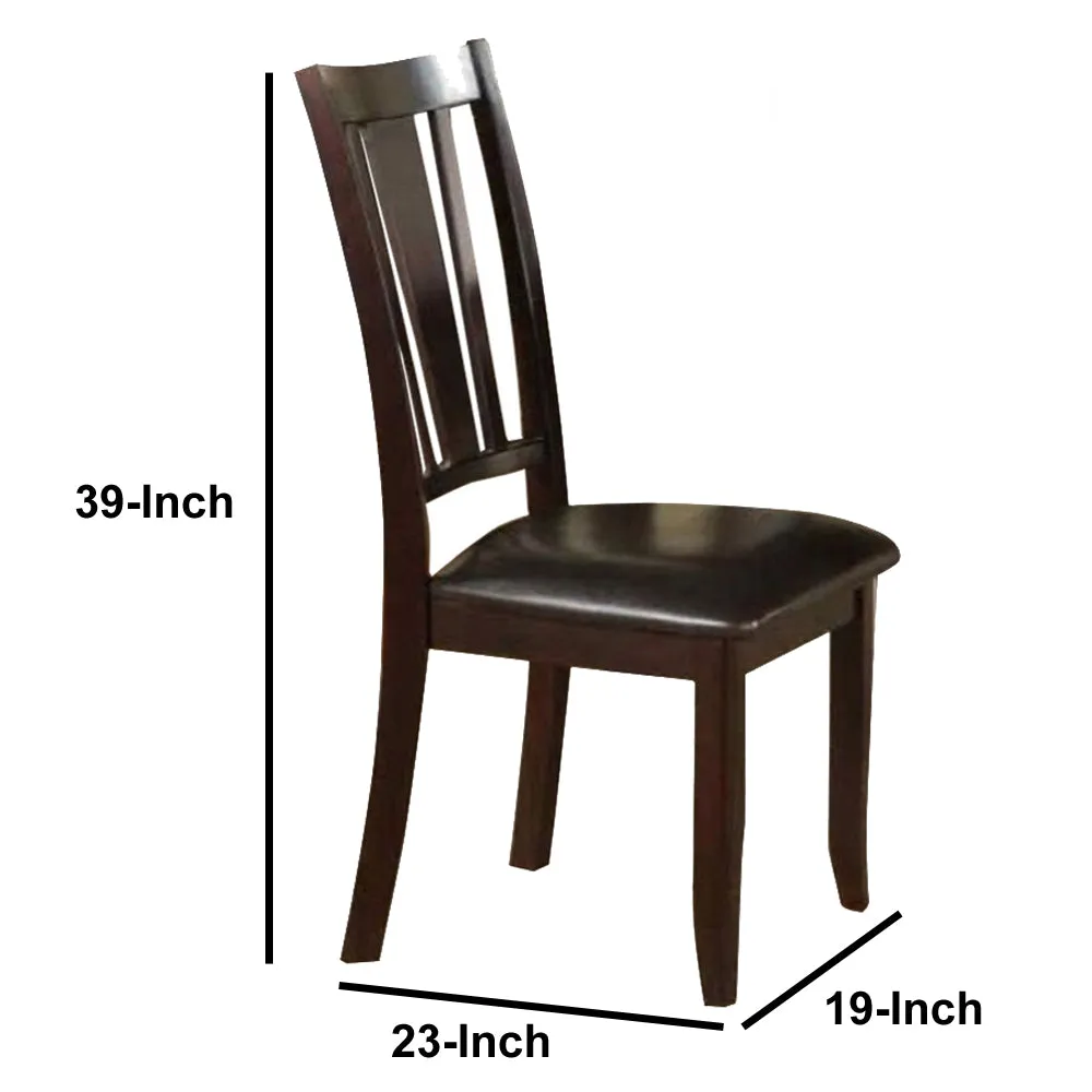 Rubber Wood Dining Chair With Upholstered Seat, Set Of 2,Brown By Benzara