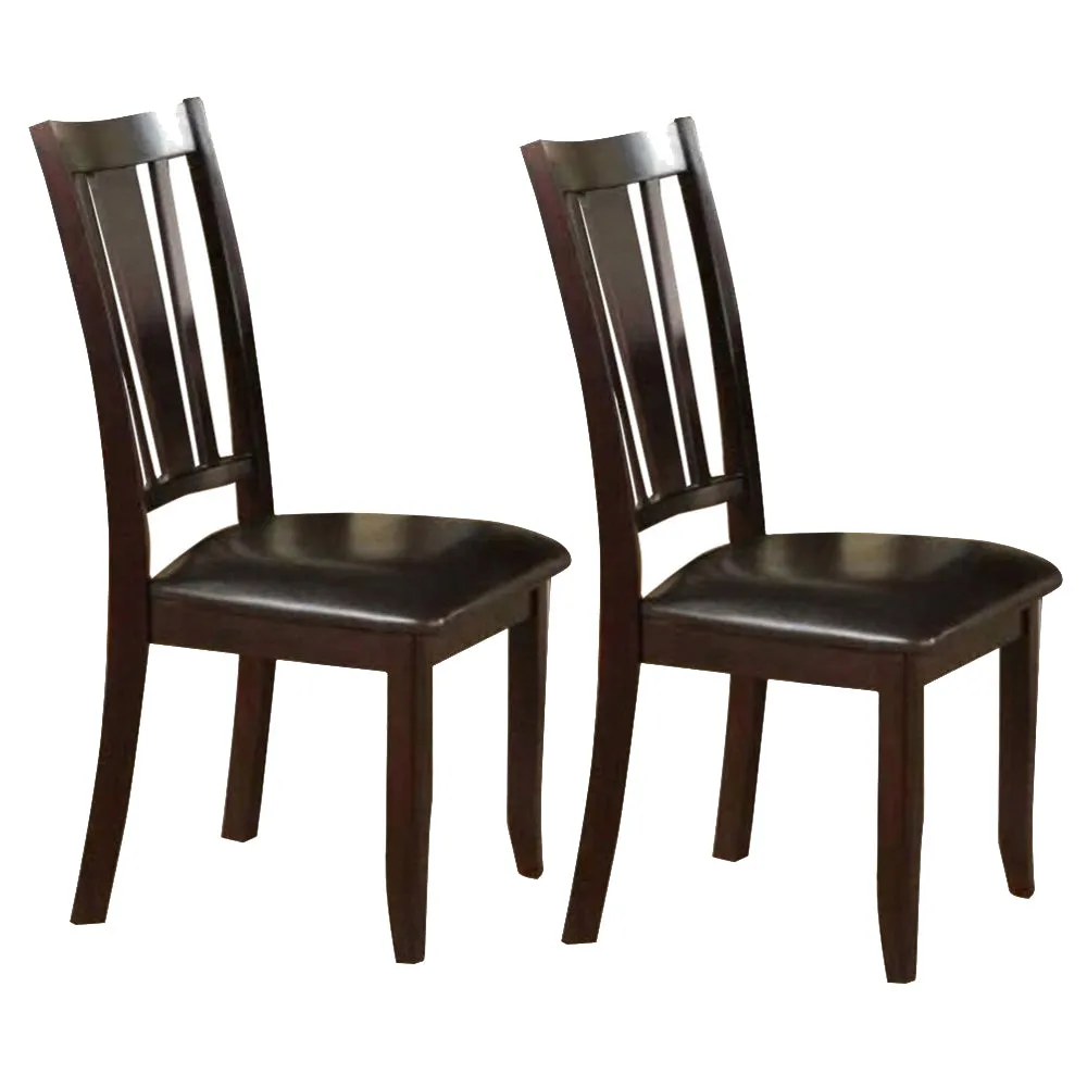 Rubber Wood Dining Chair With Upholstered Seat, Set Of 2,Brown By Benzara