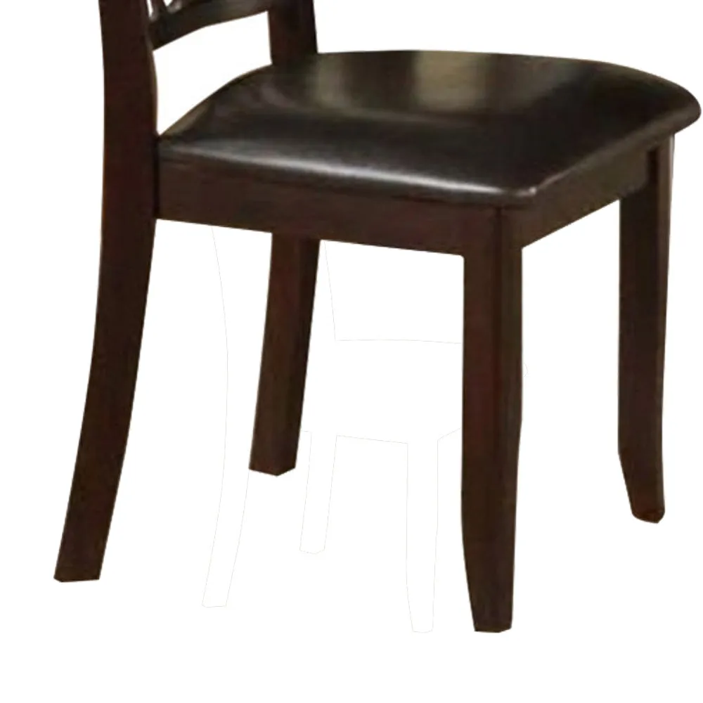 Rubber Wood Dining Chair With Upholstered Seat, Set Of 2,Brown By Benzara