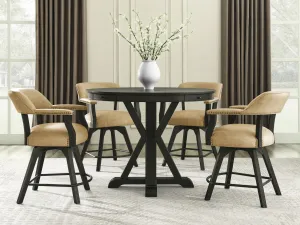 Rylie - 6 Piece Counter Dining Set (Counter Table With Game Top & 4 Counter Chairs) - Black / Sand