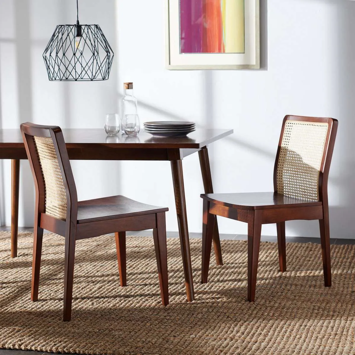 Safavieh Benicio Rattan Dining Chair Set Of 2 - Dark Brown