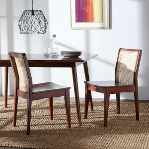 Safavieh Benicio Rattan Dining Chair Set Of 2 - Dark Brown