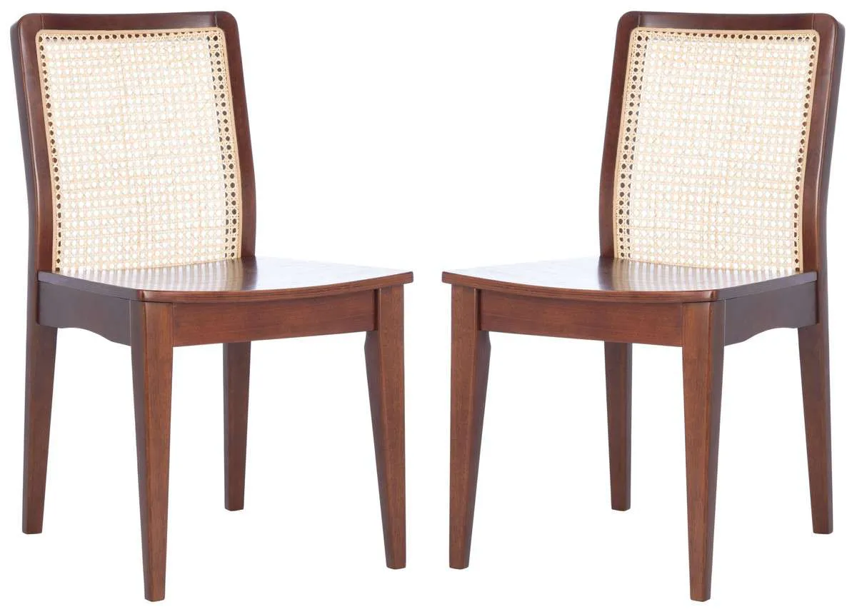 Safavieh Benicio Rattan Dining Chair Set Of 2 - Dark Brown