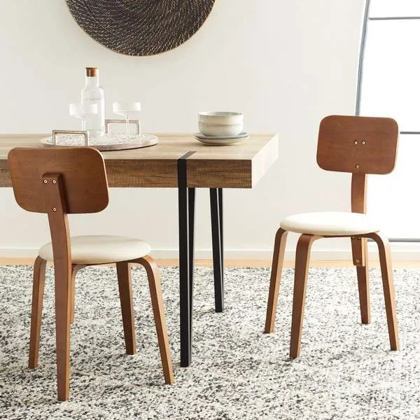 Safavieh Jo Upholstered Stackable Dining Chair Set Of 2 - Walnut