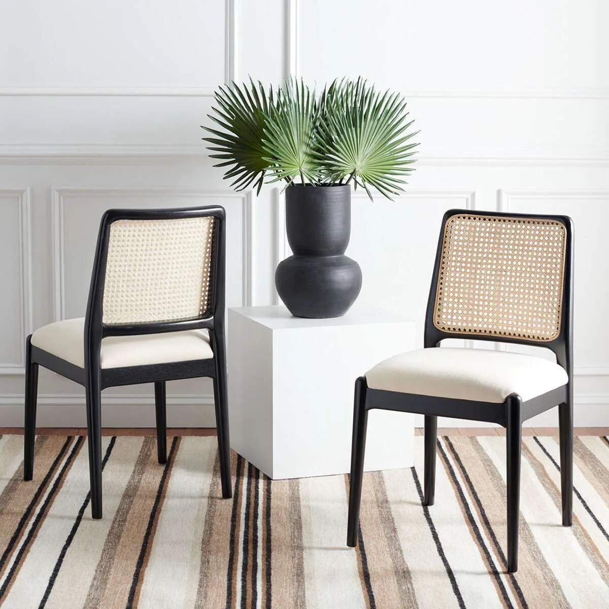 Safavieh Reinhardt Rattan Dining Chair Set Of 2 - Black