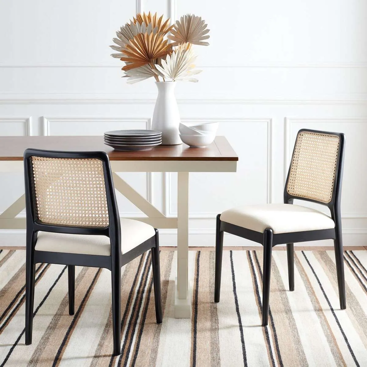 Safavieh Reinhardt Rattan Dining Chair Set Of 2 - Black