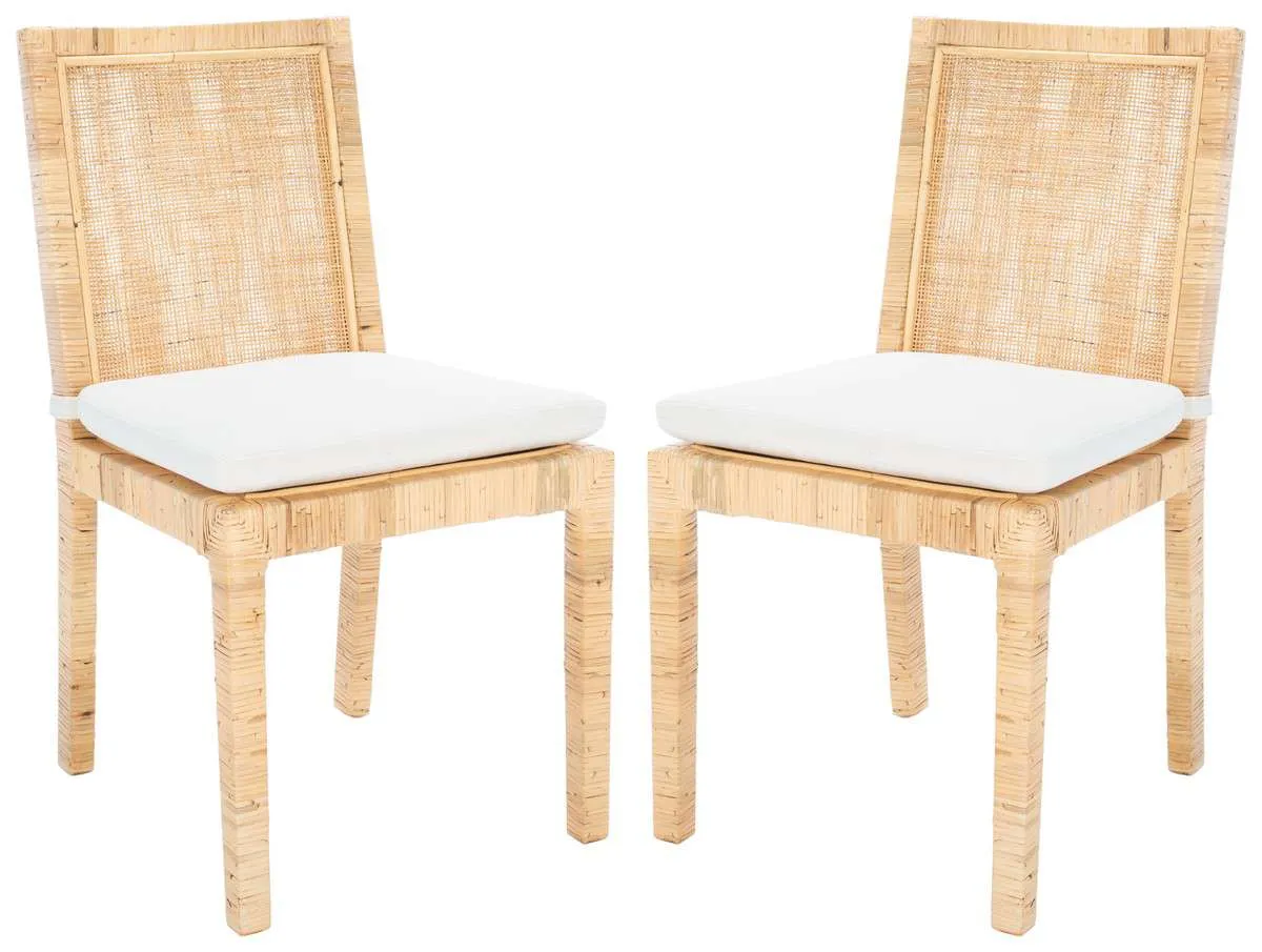 Safavieh Tojo Cane Dining Chair W/ Cushion Set Of 2 - Natural