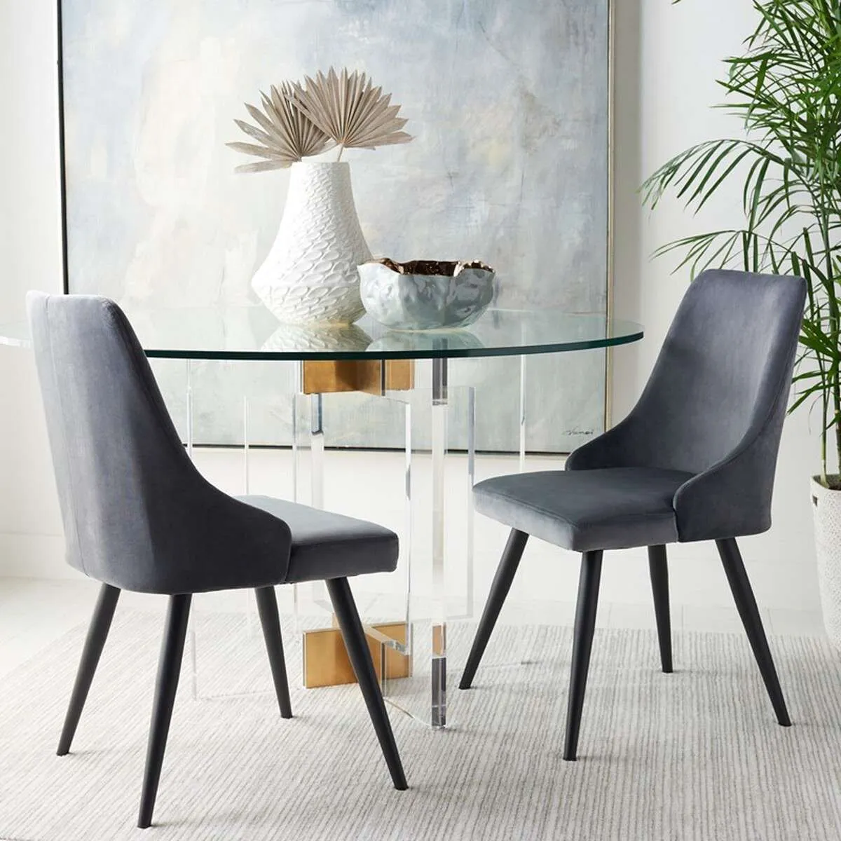 Safavieh Zoi Upholstered Dining Chair Set Of 2 - Slate Gray