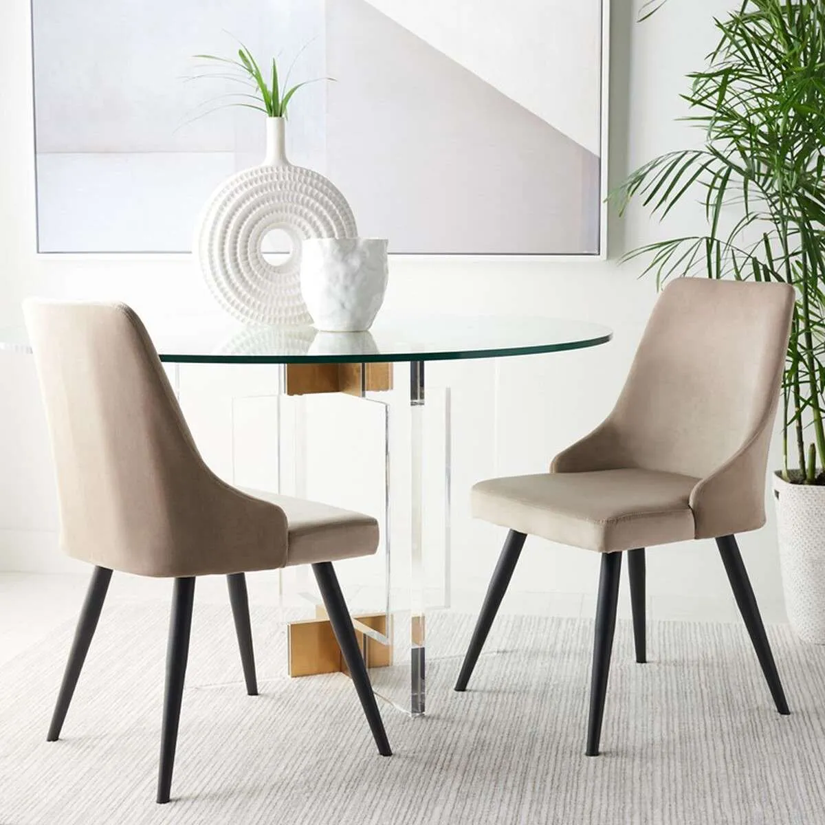 Safavieh Zoi Upholstered Dining Chair Set Of 2 - Taupe