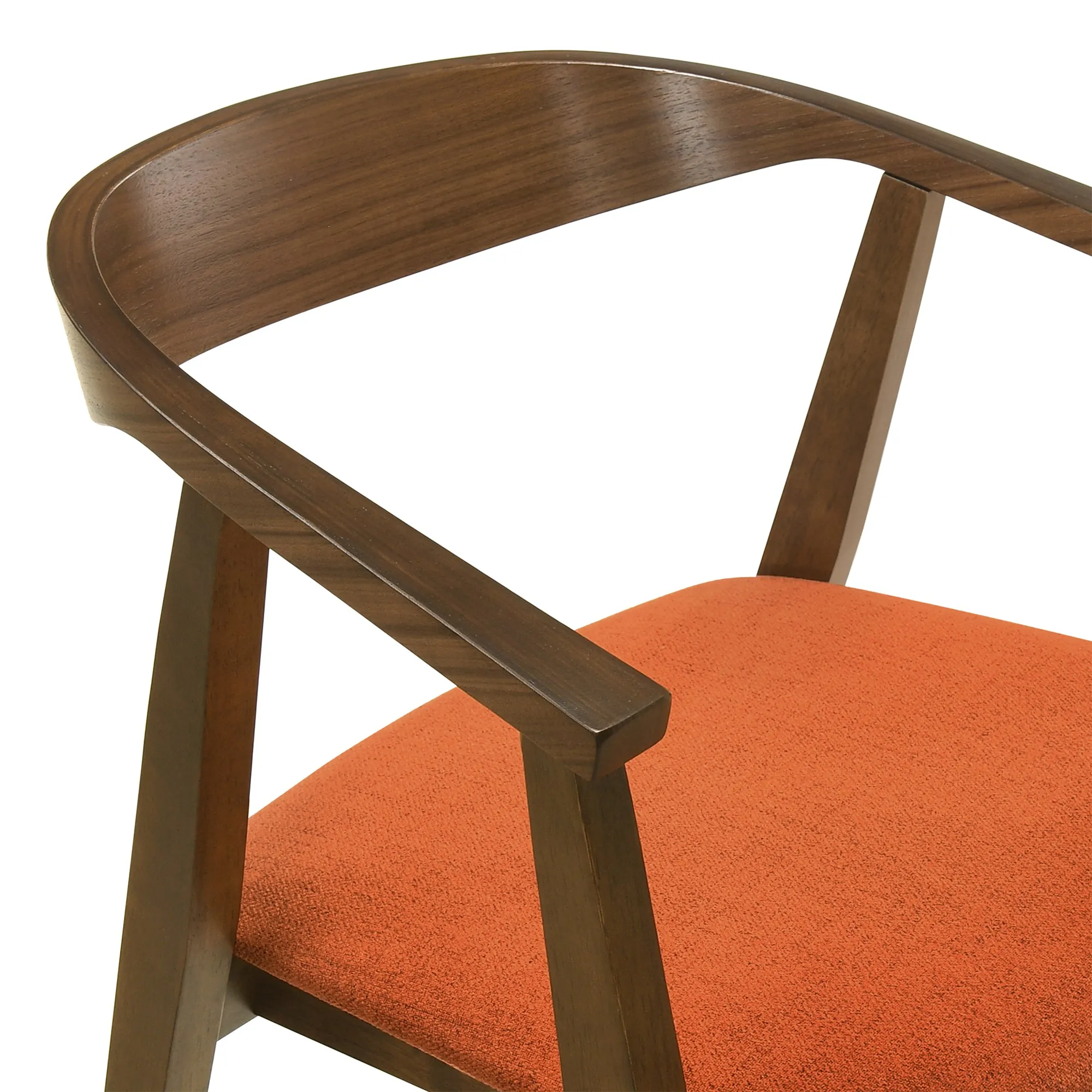 Santana 7 Piece Round Walnut Wood Dining Table Set with Blue Fabric By Armen Living