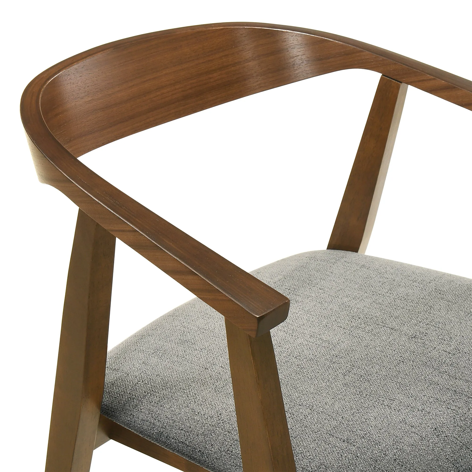 Santana 7 Piece Round Walnut Wood Dining Table Set with Blue Fabric By Armen Living